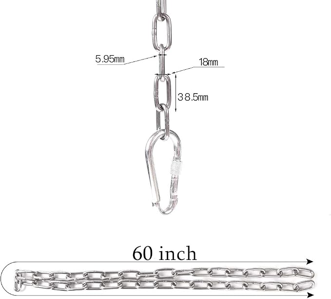 Set of 2 Swing Chains 1/5" x 60'' Stainless Steel with 4 Free Threaded Quick Links Anti-Rust Iron Link Chains for Playground Kids Support 660 Lb Swing Set Accessories and Replacement