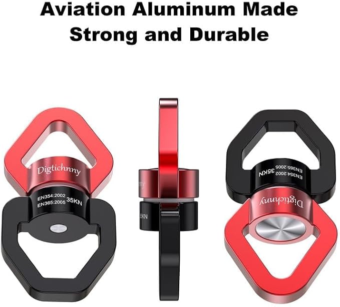Swivel Hook for Swing,Aluminium Alloy 35KN, Swing Swivel Hanger for Tree Swing, Aerial Dance, Children’s Swing, Hanging Hammock Outdoor Indoor(Black-Red)