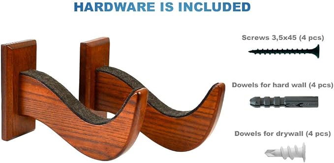 TESLYAR Surfboard Rack Holder Hooks Hard Wood Eco-Friendly Display Natural Finish Snowboard Wakeboard
