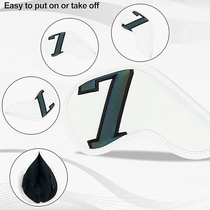 Golf 10pcs/12pcs Thick Synthetic Leather Golf Iron Head Covers Set Headcover Fit All Brands