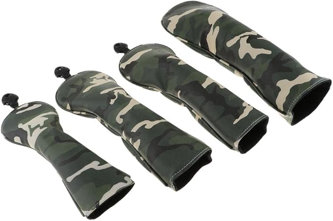 Baosity 4Pcs/Set Premium PU Camouflage Golf Head Covers No. 1 3 5 UT Wood Driver Club Protector Replacement & Interchangeable Number Tag