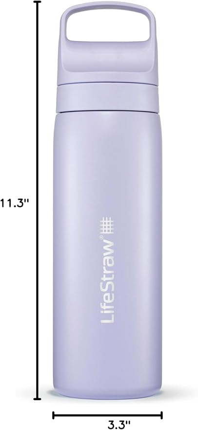 LifeStraw Go Series — Insulated Stainless Steel Water Filter Bottle, 18oz, Provence Purple, Removes Bacteria, Parasites, Microplastics, Improves Taste