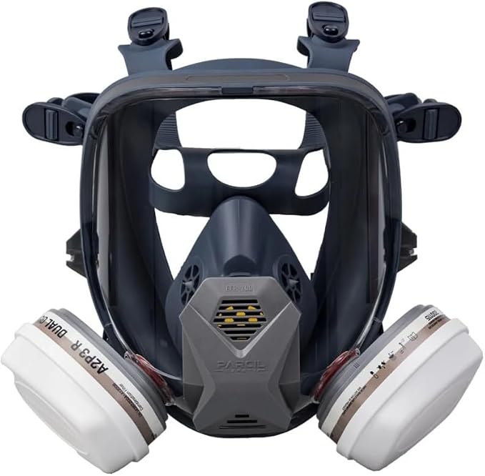 Parcil Distribution Full Face Respirator Mask with Filters – Durable Full Face Respirator Mask, Bayonet Filter Compatible