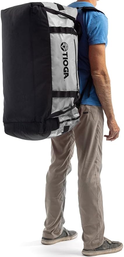 TIOGA Venture Outdoor Duffel Bag with Backpack Straps, Weather Resistant, Rugged Construction, Gear Hauling for Outdoor Adventures, Extra Large / 90L, Grey