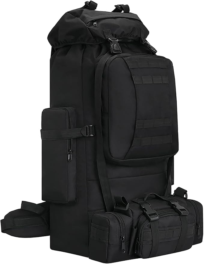 100L Camping Hiking Backpack,Molle military Tactical rucksack backpack,Waterproof Lightweight Hiking Backpack (Black)
