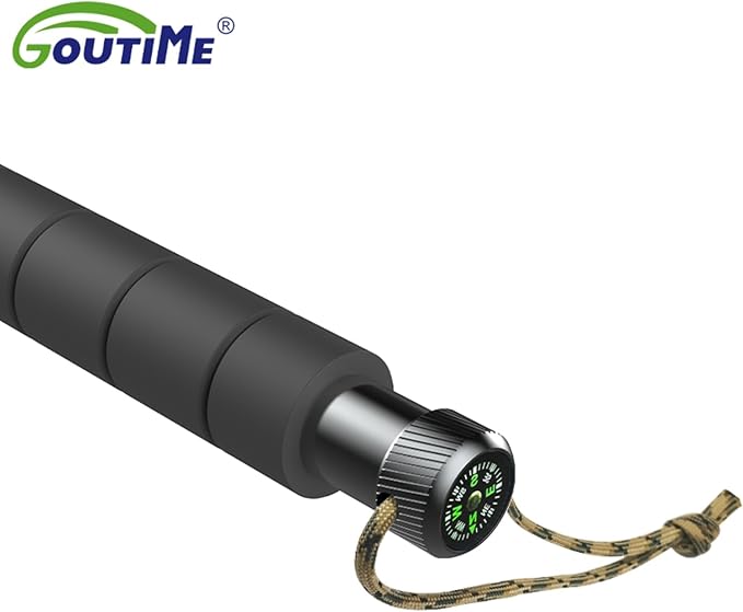 Trekking Pole Tactical Walking Stick, Multifunctional Lightweight Aircraft Aluminum Collapsible Survival Hiking Pole with Storage Bag for Women Men Seniors Camping Backpacking