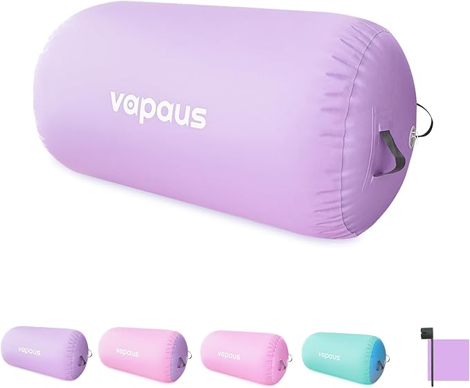 Vapaus Gymnastics Air Barrel Inflatable Tumbling Roller Mat Back Handspring Trainer Air Roller Tumbler Octagon Barrel Gymnastics Equipment for Tumble Track Cheerleading Yoga Training Durable AntiSlip Double Seal Without Pump