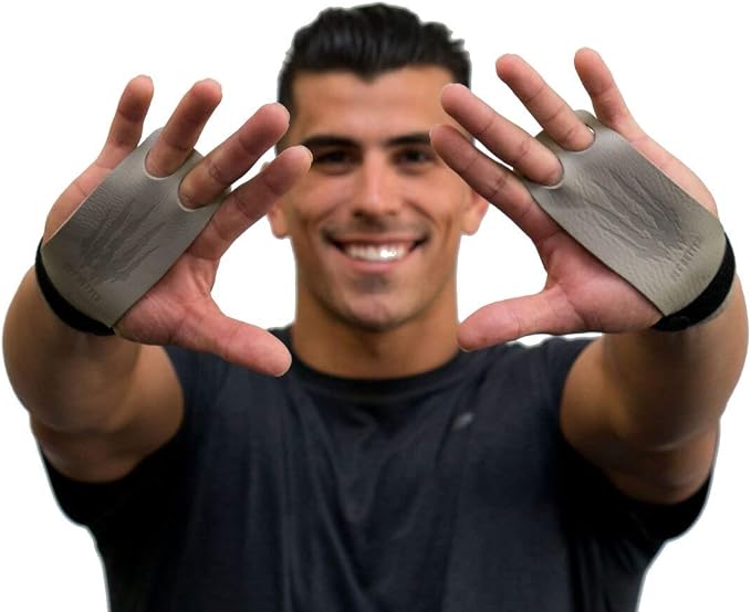 Bear KompleX 2 Hole Leather Hand Grips for Workouts, Pull-ups, Weightlifting, WOD Gymnastics, Crosstraining Palm Grips with Wrist Wraps, Hand Protection from Rips and Blisters,1 Pair