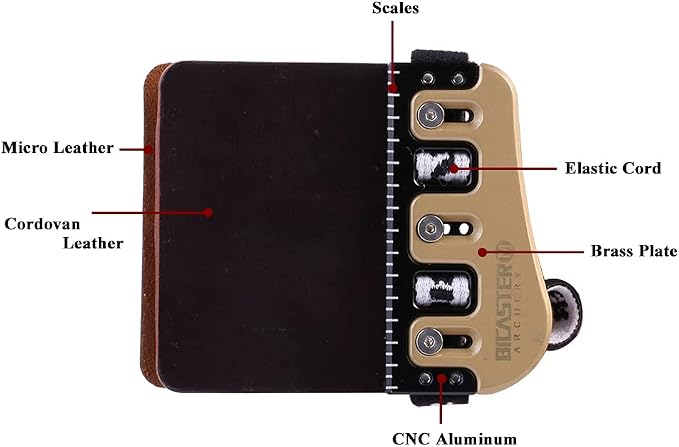 BICASTER Barebow Finger Tabs Cordovan Leather + Brass Finger Guards - RH