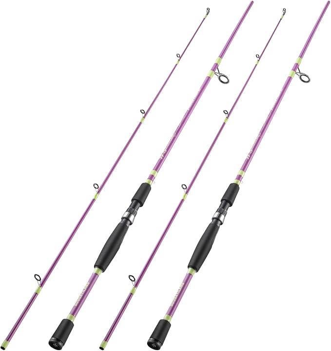 Sougayilang Fishing Rod 24-Ton Carbon&Glass Fiber Composite Spinning and Casting Rod, 2 Piece for Bass Trout Crappie Travel Fishing- 6'0"
