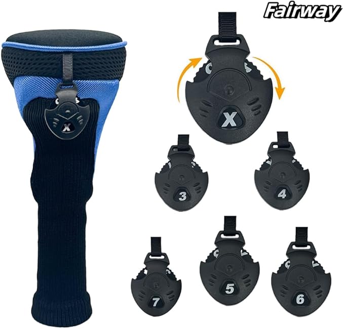 Golf Club Head Covers for Woods 3/4/5/6 Pieces Long Neck Mesh Sports Golf Club Headcovers Set with Interchangeable No. Tags 3 4 5 6 7 X Golf Accessories for Men Women