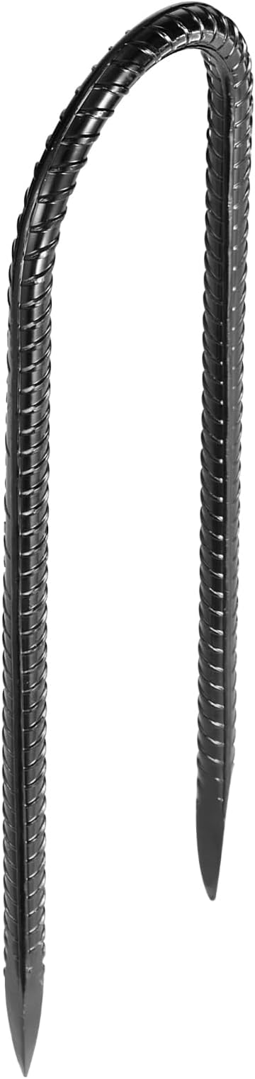 VEVOR Rebar Stakes, 10-Inch, Heavy-Duty 0.32 in Diameter U Shape, Galvanized Steel Ground Anchors with Chisel Point End & Rust-Resistant Coating, for Gardening Support, Fence, Camping Tents (12-Pack)