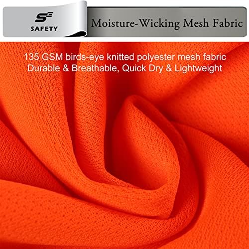 sesafety High Visibility Shirts for Men Class 3 Hi Vis Reflective Construction Shirts for Men with Pocket Safety T Shirt for Mens Work Shirt for Mens Short Sleeve Orange