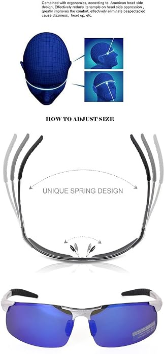 RONSOU Men Sport Al-Mg Polarized Sunglasses Unbreakable for Driving Cycling Fishing Golf