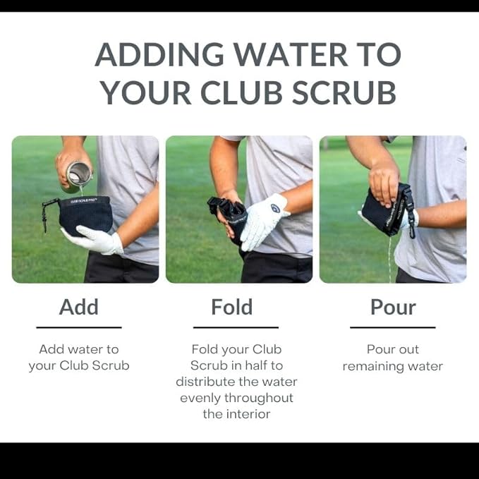 Club Scrub Golf Club and Golf Ball Cleaning Bag, Waterproof Clean Face Technology Liner, Detachable Clip, Machine Washable, Cleans Club Grooves, Dry Exterior (Neoprene or Microfiber Option Available)