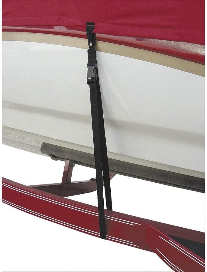 BoatBuckle Snap-Lock Boat Cover Tie Down Straps - 6 Pack, 1 in x 4 ft, Adjustable Boat Canopy Straps with Buckles for Marine Covers, Trailer Storage, Tarps, Replacement Tie Downs, Boating Accessories