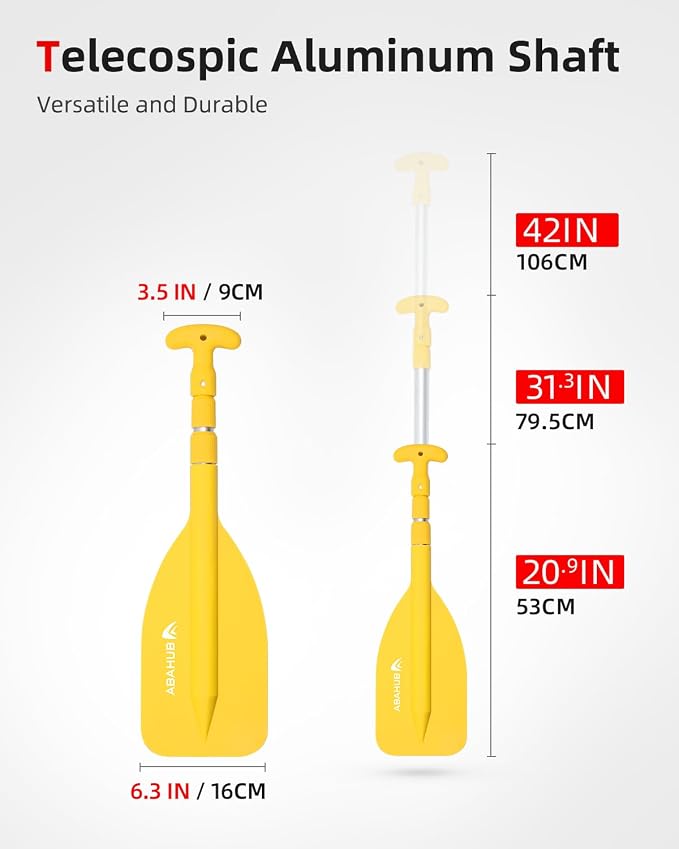 Abahub Premium 21''-42'' Emergency Telescoping Paddle Aluminium Shaft for Canoeing Boating Kayaing Blue Lightweight Oars