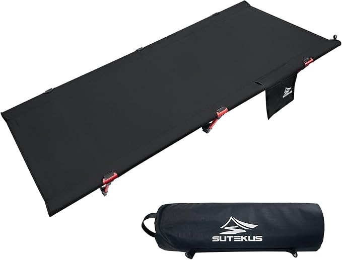 Sutekus Portable Camping Cot, Ultralight & Easy to Set Up, for Outdoor Hiking Travel Beach Mountaineering (Black)