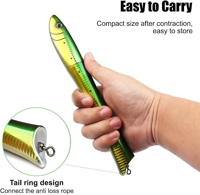 Pocket Fishing Rod, Fish-Shaped Pen Fishing Pole Lightweight Telescopic Fish Rod with Reel & Line for Saltwater Freshwater