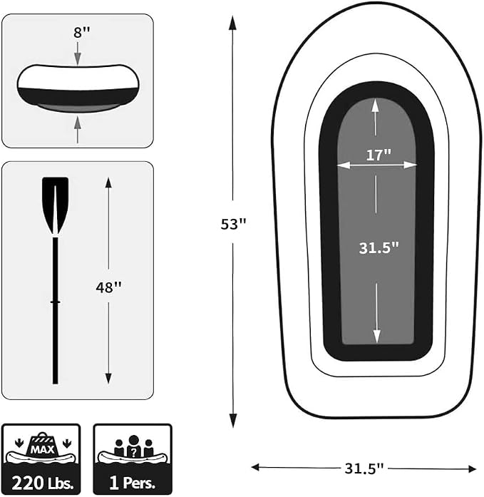BESTHLS Inflatable Boat,Swimming Pool and Lake Inflatable Boat