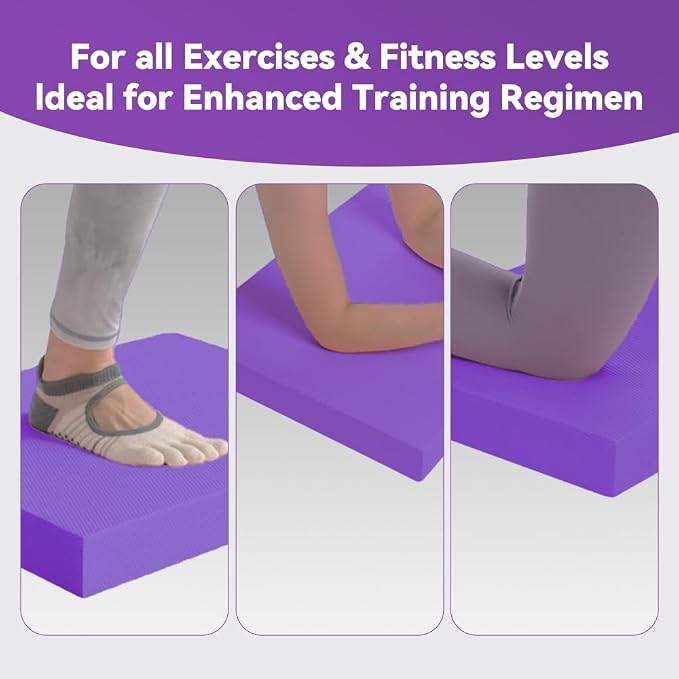 Extra Large Yoga Exercise Balance Pad - Thick Non-Slip Stability Cushion for Pilates and Exercise - High Density Foam Trainer for Core Strength Home Gym - Bonus: 10-Position Resistance Band!