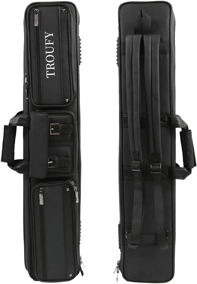 Pool Cue Case – Durable 4x4 & 4x5 Billiard Pool Cue Stick Carrying Case with Large Storage Space, Waterproof Billiards Accessories
