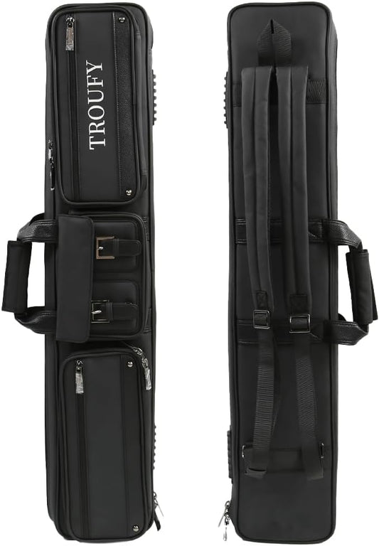 Pool Cue Case – Durable 4x4 & 4x5 Billiard Pool Cue Stick Carrying Case with Large Storage Space, Waterproof Billiards Accessories