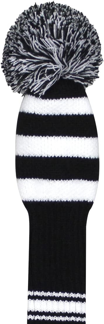 Scott Edward Knit Golf Club Cover with a Pom Set of 5 Head Covers Protect Driver Wood(460cc) 1 Fairway Wood2 and Hybrid/UT2 with Rotating Club Number Tags