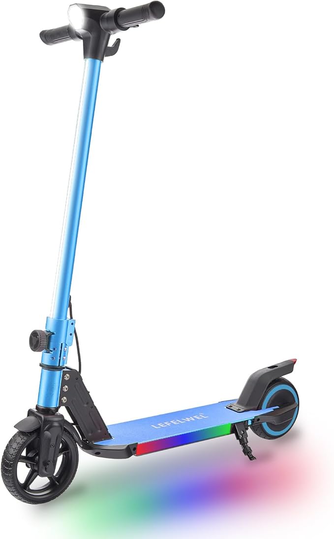 Electric Scooter for Kids Ages 6-14, 150W Motor, 4/7/11 Mph, 60 mins Ride Time, Adjustable Speed, LED Display, Colorful Lights, Electronic Brake, Foldable Kids Electric Scooter ，UL2272 Certified(Blue)