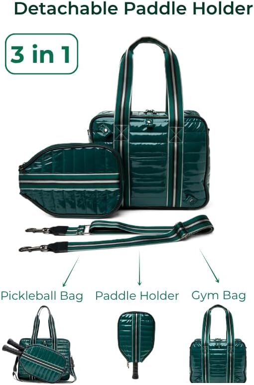 Pickleball Bag Set with Racket Compartment, Quilted Tote and Sling Bag