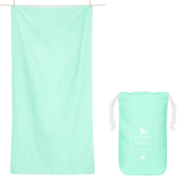 Dock & Bay Beach Towel - Quick Dry, Sand Free - Compact, Lightweight - 100% Recycled - Includes Bag - Set of 6 - Essentials, Large (160x90cm, 63x35)