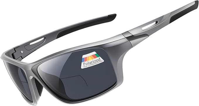 DEHOTRE 2 Pack Bifocal Reading Sunglasses Men Wrap Around Sports Sun Readers Outdoor Clear Top Soft Nose Pads PC Frame UV400