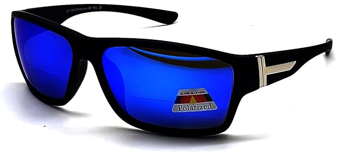 Polarized Bifocal Sunglasses Reading Glasses for Men Women Sports Wrap Silver Mirror Black Fishing Driving