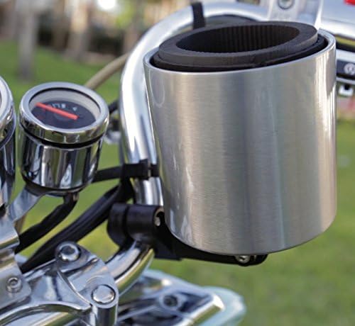 Kroozie Deluxe Bike Bottle Holder – Universal, Stainless Steel Bike Cup Holder for Handlebars – For Vertical or Angled Bars & Drinks up to 48 Oz. – Stroller, Cruiser, & Ebike Accessories