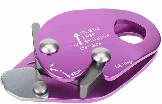 Dioche Descending Device, Climbing Stop Descender Self Braking Stop Descender Climbing Rope Grab Rope Descender for 9-13mm Rope Clamp Grab Rappel Ring Climbing Gear