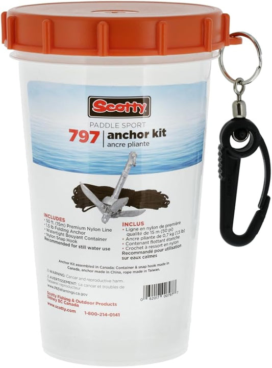 Scotty #797 Anchor Pack w/ 1.5-Pound Anchor Line in Watertight Jar,BLACK,Small | climbing-aid-gear-hardware