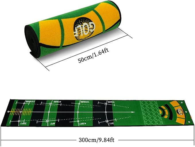 Golf Putting Green Mat 10 ft X 20 in Training Aid Mat, Multi Distance Mark Practice Putting mats,Anti-Slip Backing Golf Putting mat for Indoor/Outdoor Hitting Mat for Golf Enthusiast