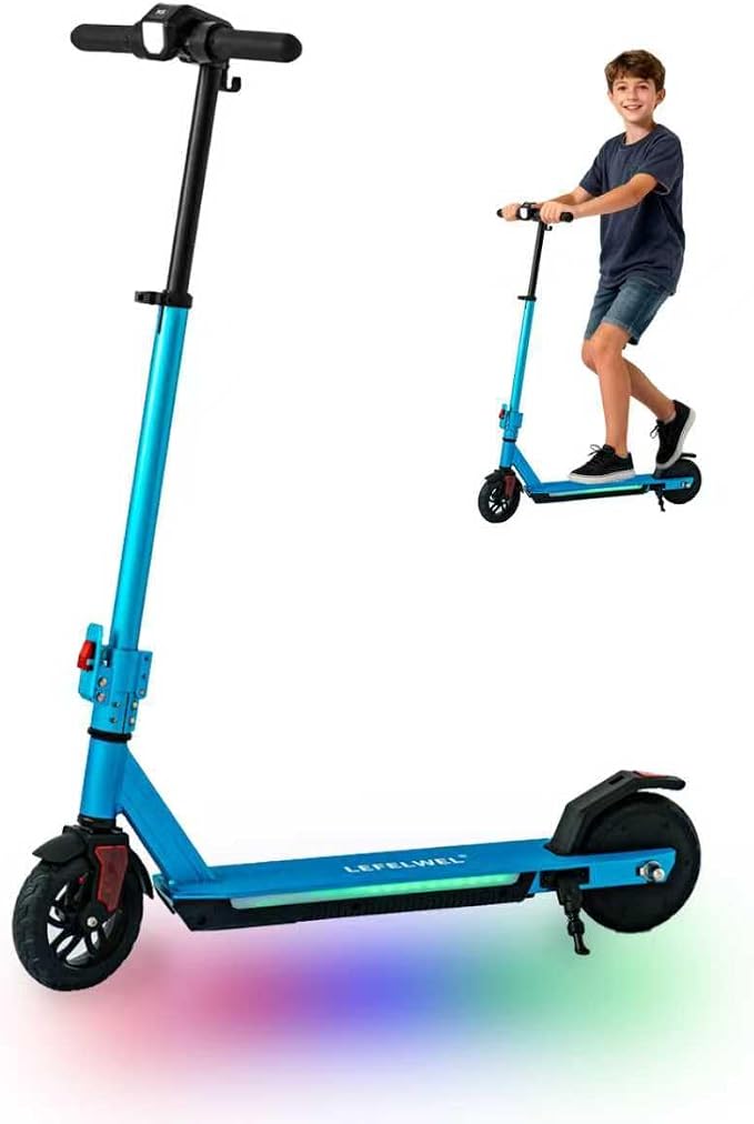 Electric Scooter for Kids Ages 8-15,180W Motor,11 MPH Max Speed & 15 Miles,Adjustable Height & Speed,Colorful Lights,LED Display,UL2272,Foldable Kids Electric Scooter 155 Lbs Max Load