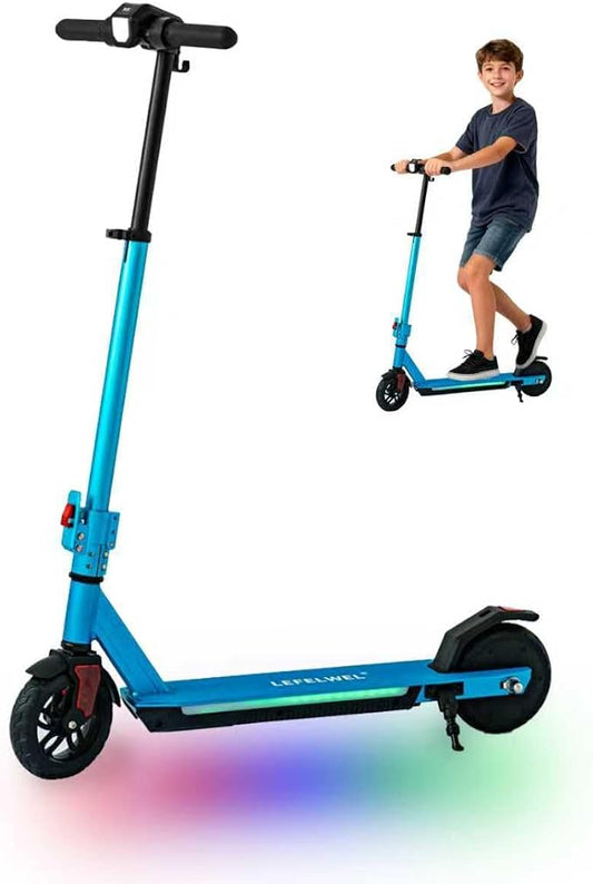 Electric Scooter for Kids Ages 8-15,180W Motor,11 MPH Max Speed & 15 Miles,Adjustable Height & Speed,Colorful Lights,LED Display,UL2272,Foldable Kids Electric Scooter 155 Lbs Max Load