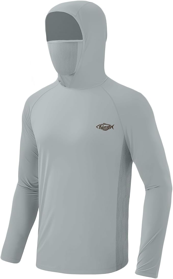 Palmyth Fishing Hoodie for Men Long Sleeve Sun Protection UV UPF 50+ Shirts | Hidden Zipper Pocket, Thumb Loops, Quick-Dry, Side Mesh Panels, Lens Cleaning Cloth, 4-Way Stretch