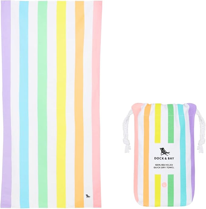 Dock & Bay Kid's Towel - for Beach Use - Quick Dry, Sand Free - Compact, Lightweight - 100% Recycled - Includes Bag - Summer - Unicorn Waves, Medium (130x70cm, 51x28)