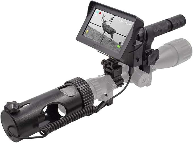 DIY 720p Digital Video Recording Hunting Night Vision Rifle Scope Monocular Camera VCR with LCD Display, 850nm Infrared IR Flashlight for Tactical Hunting (MicroSD Card & Battery NOT Included)