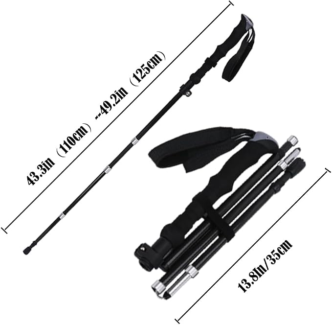 Ultralight 7.6oz 100% Carbon Fiber Trekking Poles, 2-Pack Collapsible Anti-Shock Hiking Poles with Tungsten Carbide Tips & EVA Foam Grip, Compact for Backpacking, Camping, Mountaineering