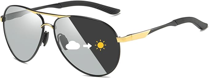 Polarized Photochromic Sports Sunglasses for Men UV-Protection Day & Night Driving Glasses - Al-Mg Metal Ultralight