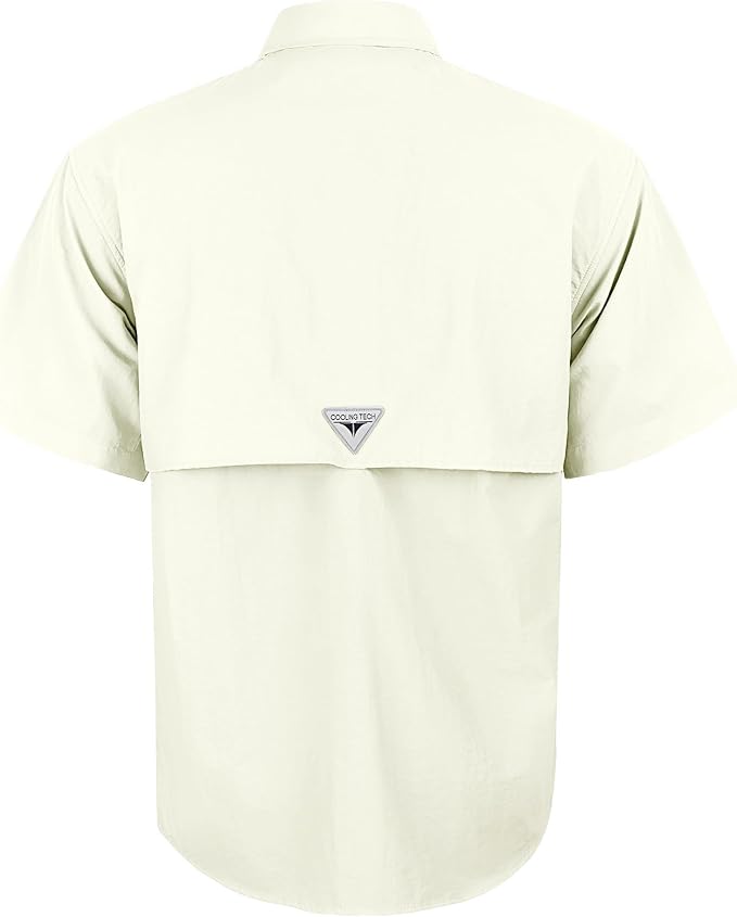 Alimens & Gentle Short Sleeve Fishing Shirt Wicking Fabric Sun Protection Casual Button Down Shirts