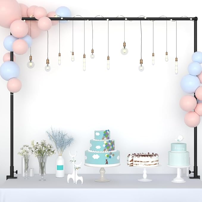 32-80 Inch Length Over the Table Rod Stand with Clamps, Adjustable Metal Balloon Flower Decorating Arch for Wedding, Birthday, Party Decoration, Black