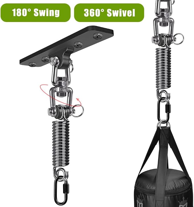 Dolibest Hammock Chair Hanging Kit, Heavy Duty Swing Hanger (180°+360° Rotation) with Spring for Indoor Outdoor Playground Hanging Swing, Hammock Chair, Punching Bags, Easy to Install