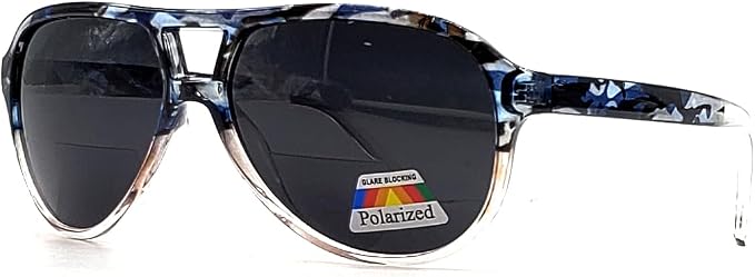 Polarized Bifocal Reading Glasses Blue Light Blocking Readers for Men Women Lightweight Aviator Retro