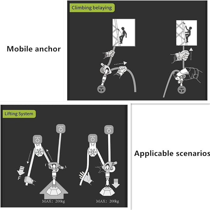 Adjustment Mobile Anchor, Stainless Steel Descender, Rock Climbing Area Restraint for Working at Height