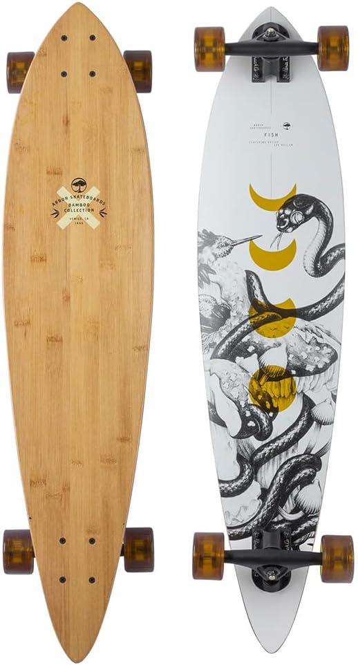 Arbor Bamboo Fish 37" Complete Longboard - Perfect for Cruising and Carving - Includes ABEC 7 Bearings, Spacers, Paris Risers, and Recycled Glass Re-Grit